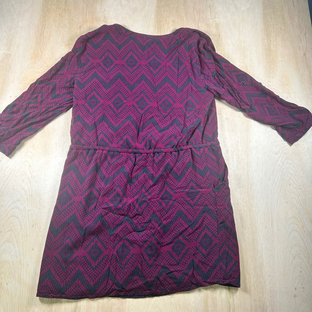 Skies Are Blue Women Magenta Navy Geometric Print Drawstring Mini Dress Size M - Picture 7 of 7